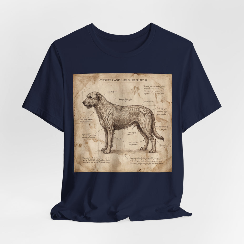 Da Vinci Study Irish Wolfhound T-Shirt — Aged Parchment Art Print