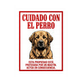 Beware of Spanish Mastiff Sign – Red Border Warning Outdoor Vinyl Decal – side view