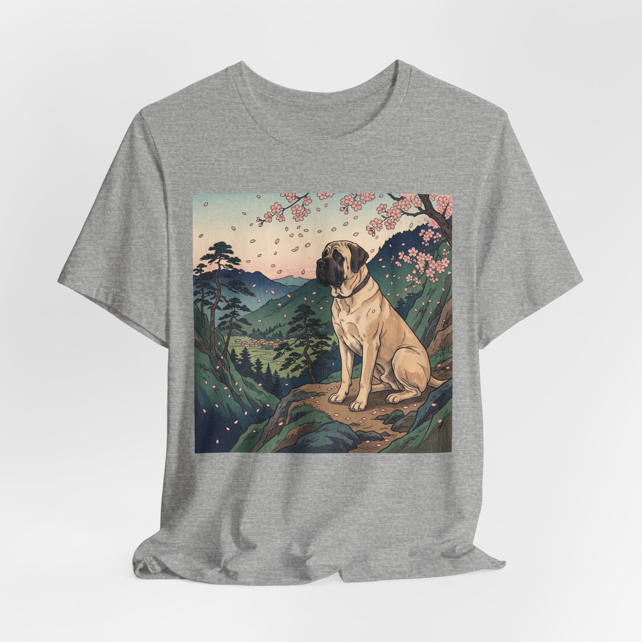 Ukiyo-e Mastiff T-Shirt — Cherry Blossom Overlook Art Print