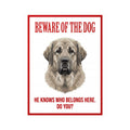Beware of Spanish Mastiff Sign – Bold Red Warning Outdoor Vinyl Decal – side view