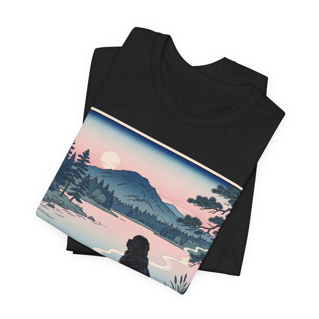 Hiroshige Style Newfoundland T-Shirt — Lakeside Dusk Art Print