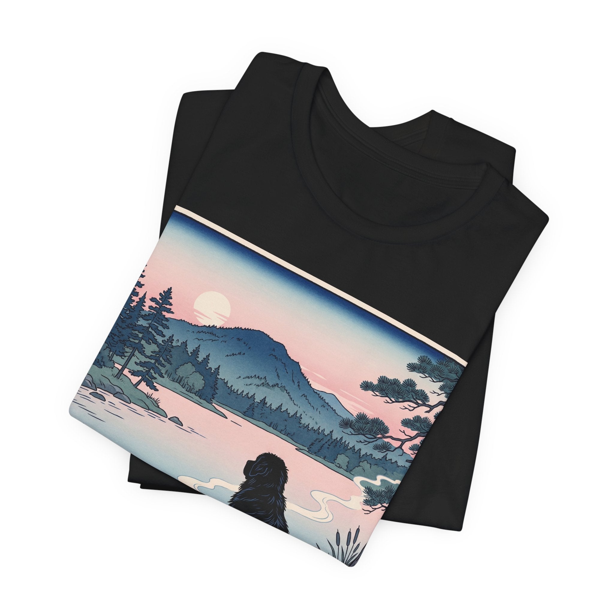 Hiroshige Style Newfoundland T-Shirt — Lakeside Dusk Art Print