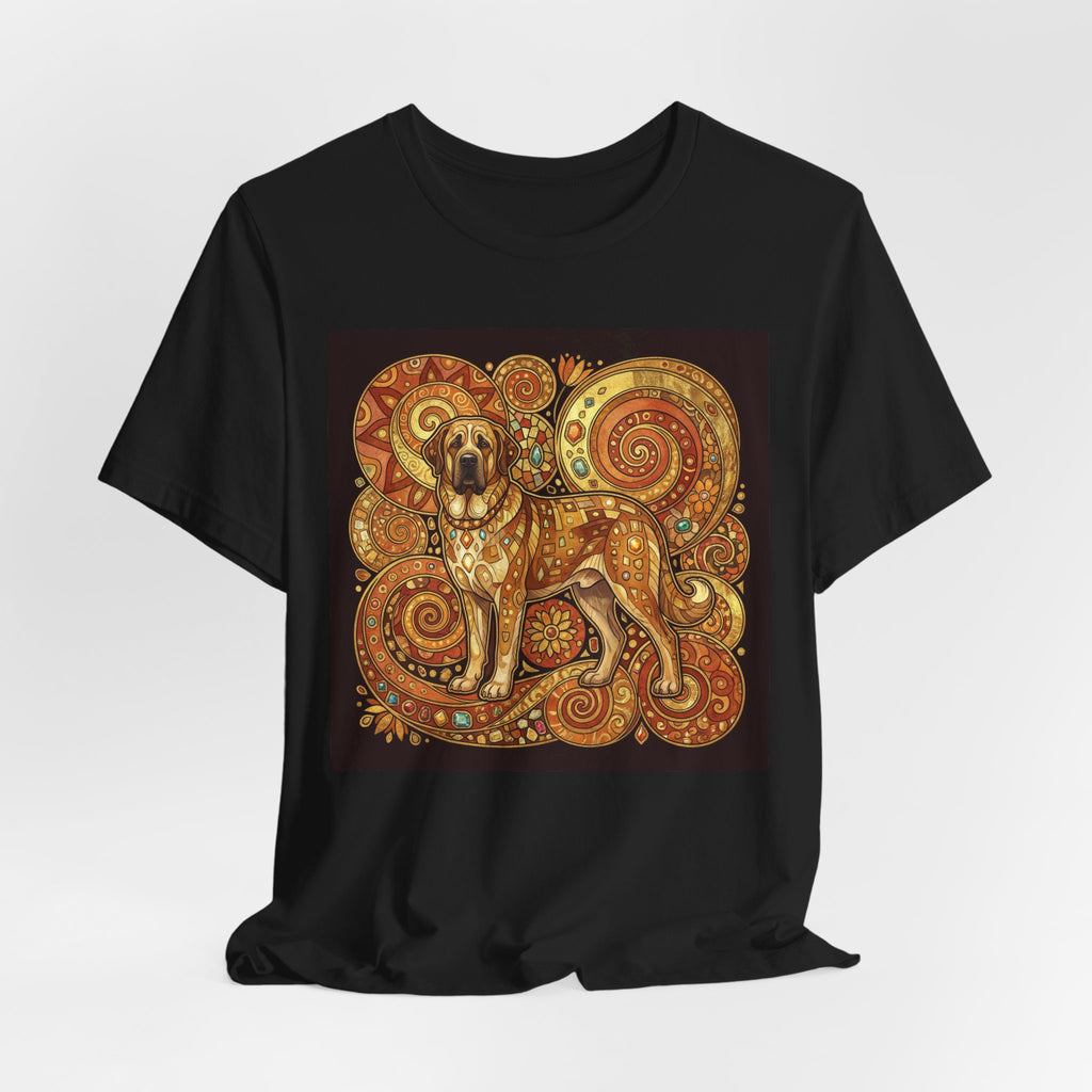 Klimt Style Spanish Mastiff T-Shirt — Gold Spiral Mosaic Art Print