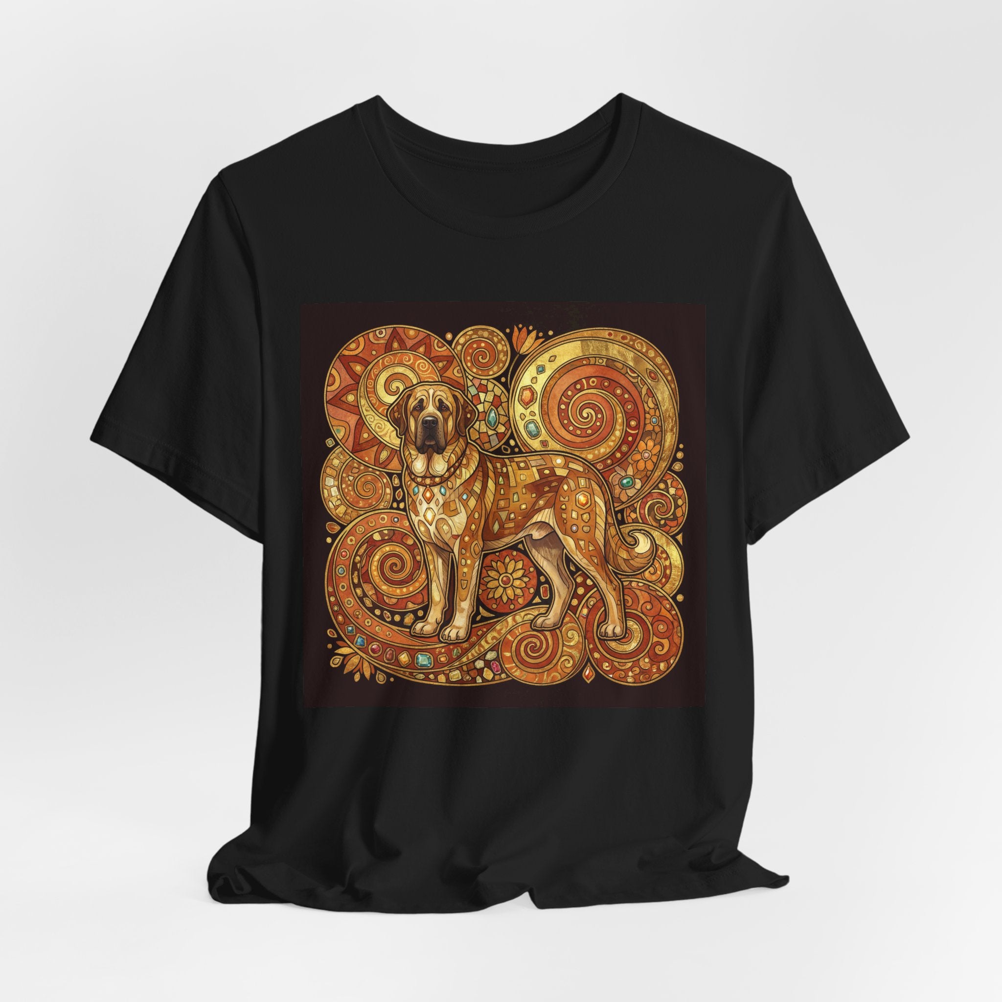 Klimt Style Spanish Mastiff T-Shirt — Gold Spiral Mosaic Art Print