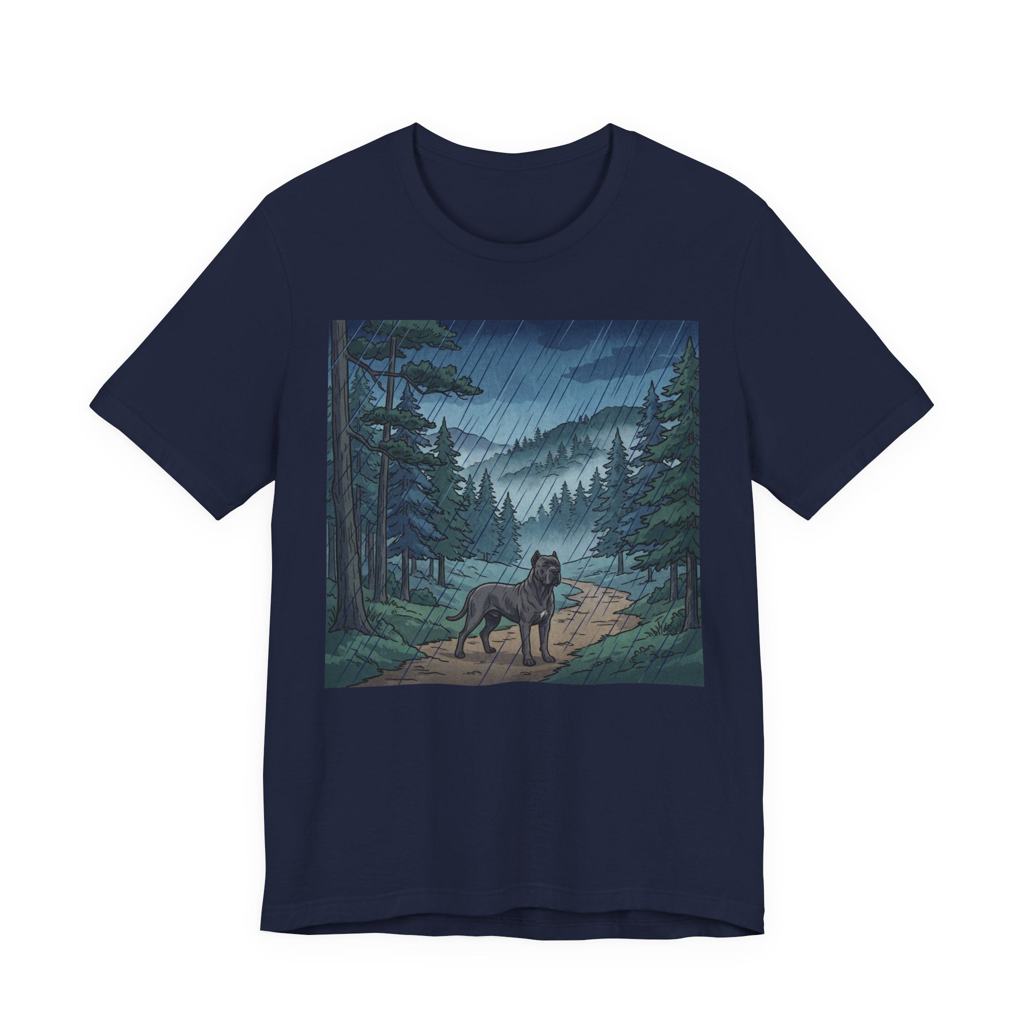 Woodblock Print Cane Corso T-Shirt — Rainy Forest Path Art Print