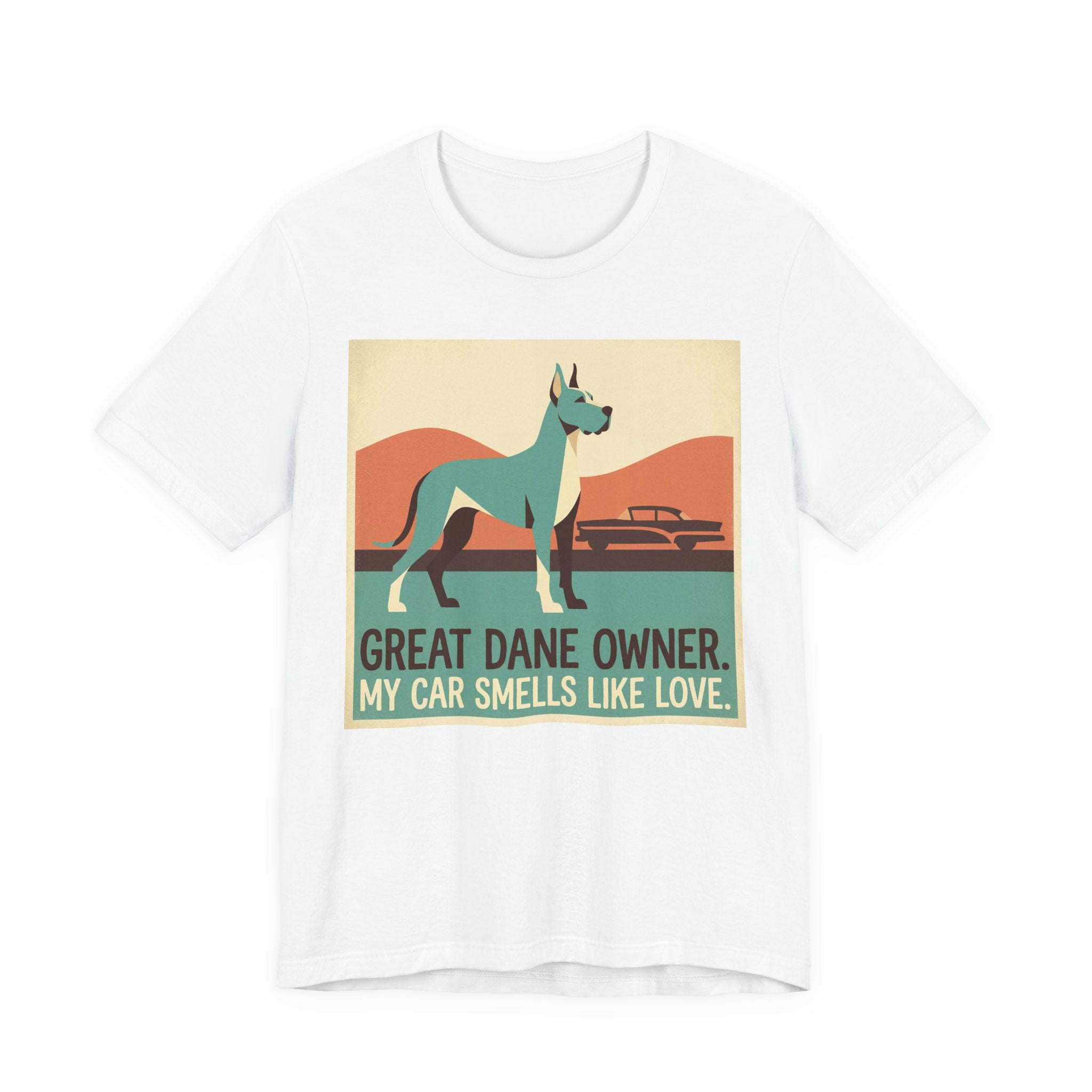 Great Dane Vintage Retro Art T-Shirt | Teal & Coral Mid-Century