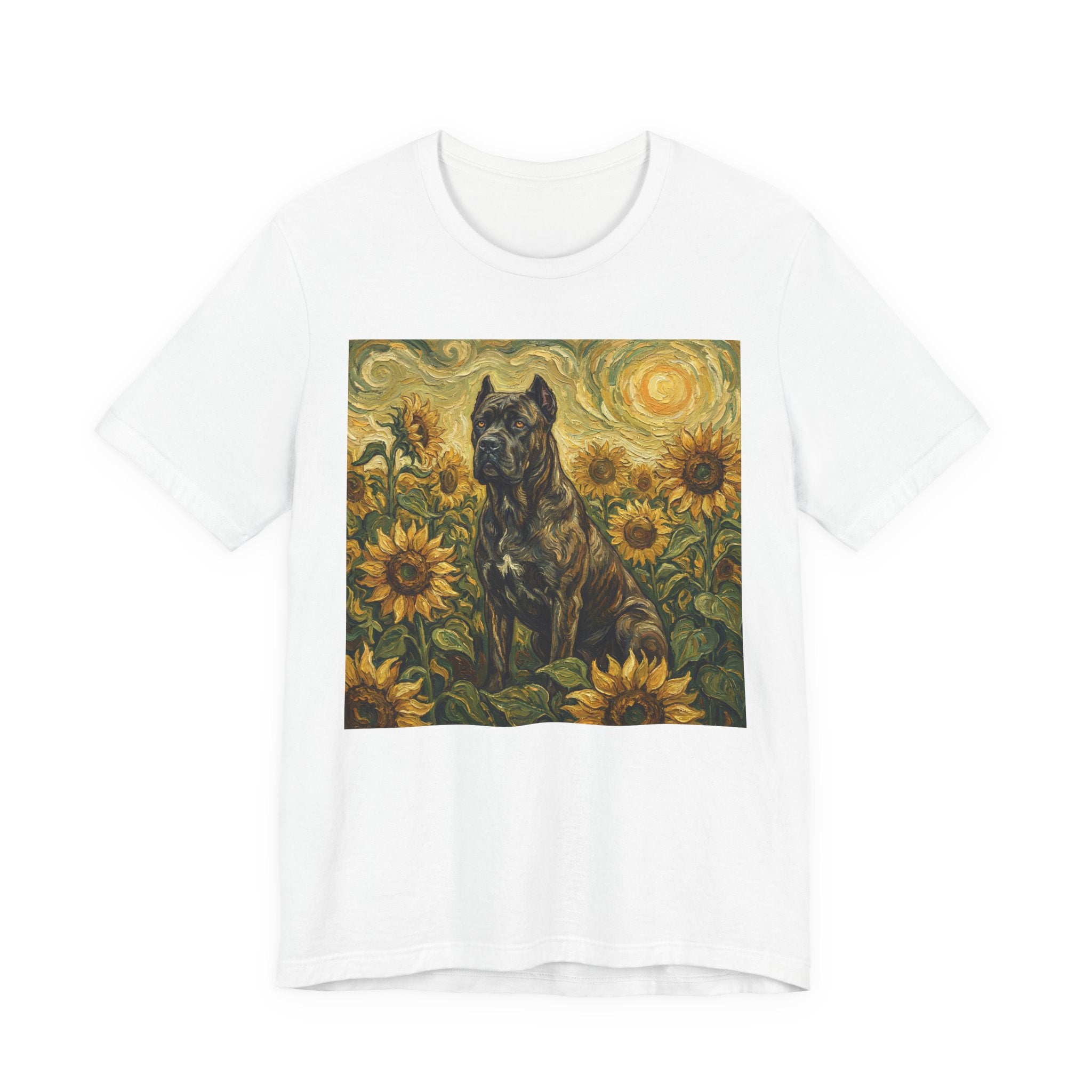 Van Gogh Style Cane Corso T-Shirt — Sunflower Field Art Print