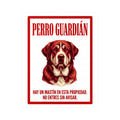 Beware of Spanish Mastiff Sign – Red Portrait Warning Outdoor Vinyl Decal – side view