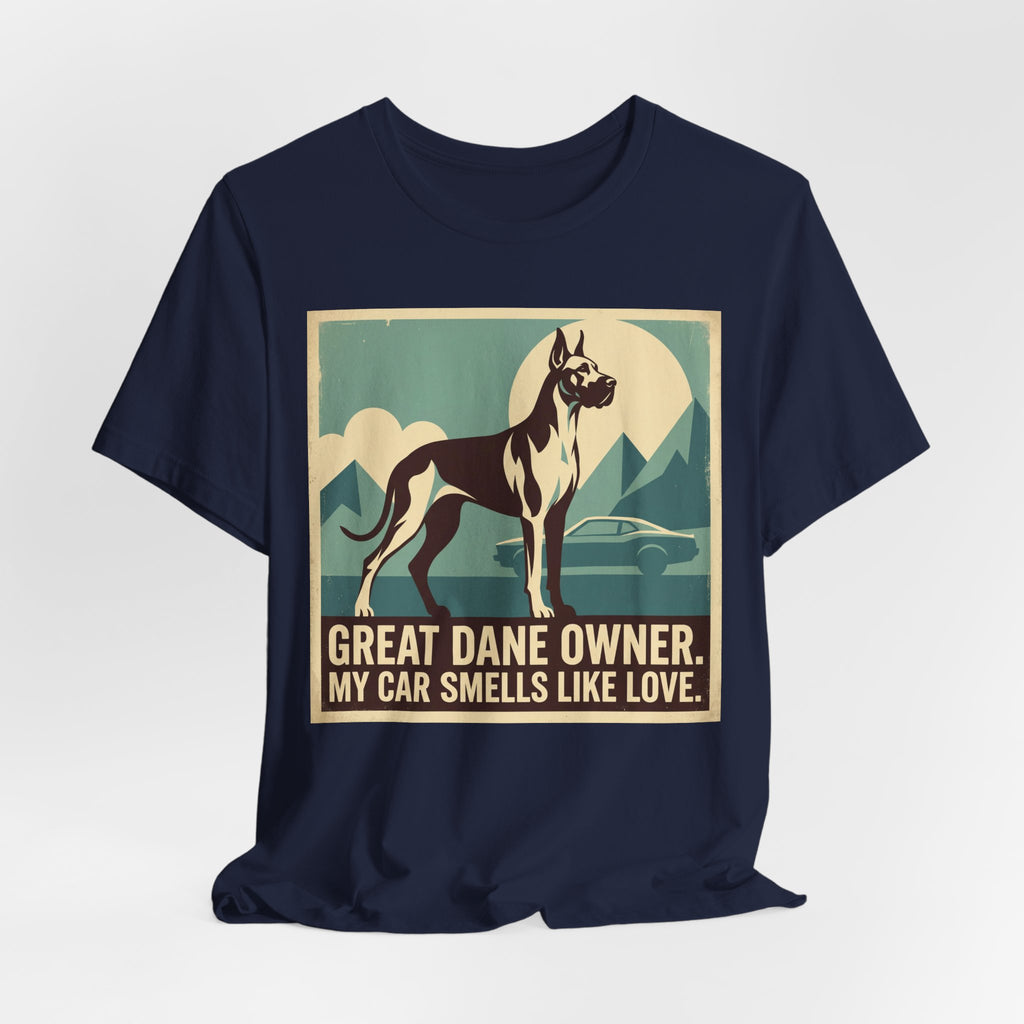 Great Dane Vintage Retro Art T-Shirt | Teal Mountain Silhouette