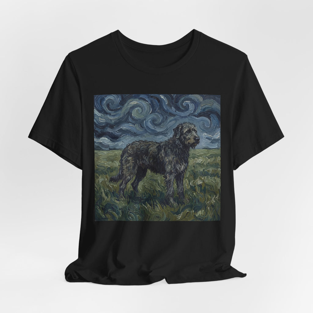 Van Gogh Style Irish Wolfhound T-Shirt — Swirling Storm Field Art Print