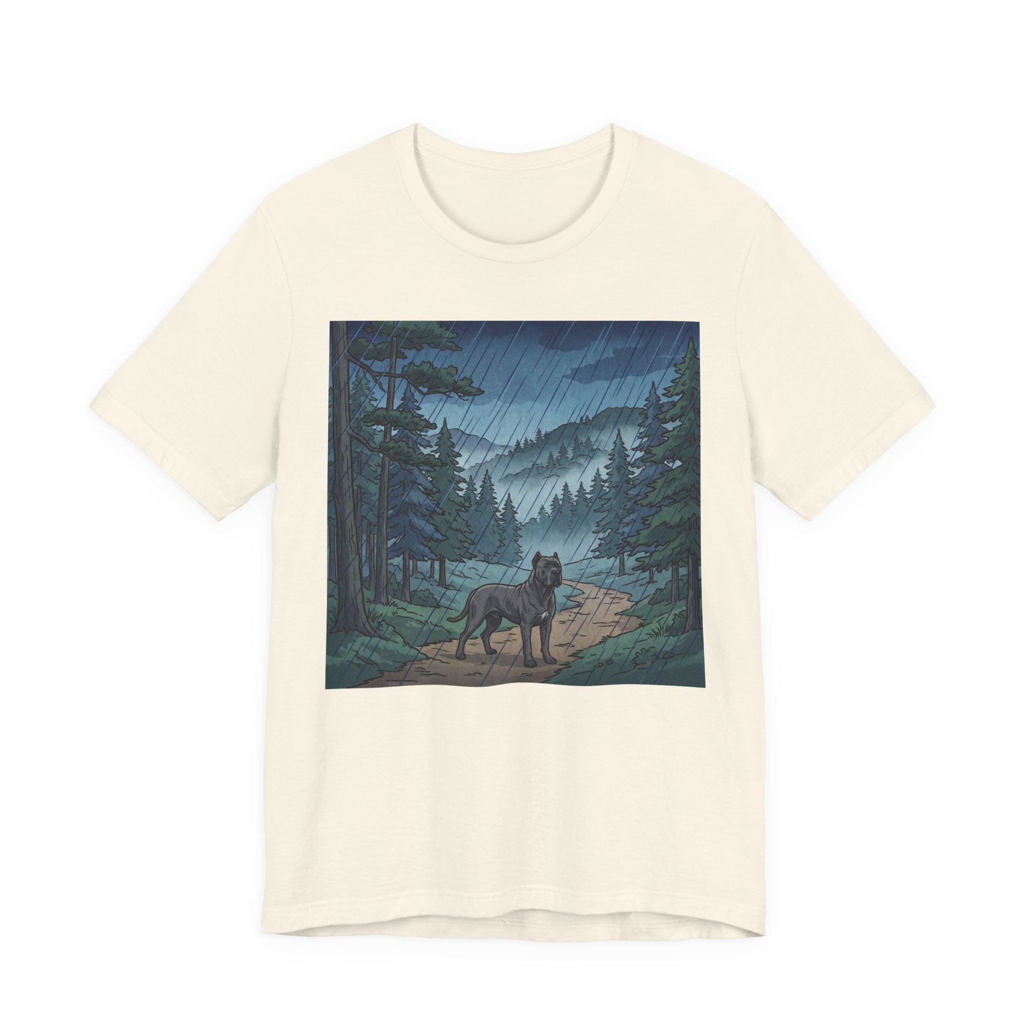 Woodblock Print Cane Corso T-Shirt — Rainy Forest Path Art Print