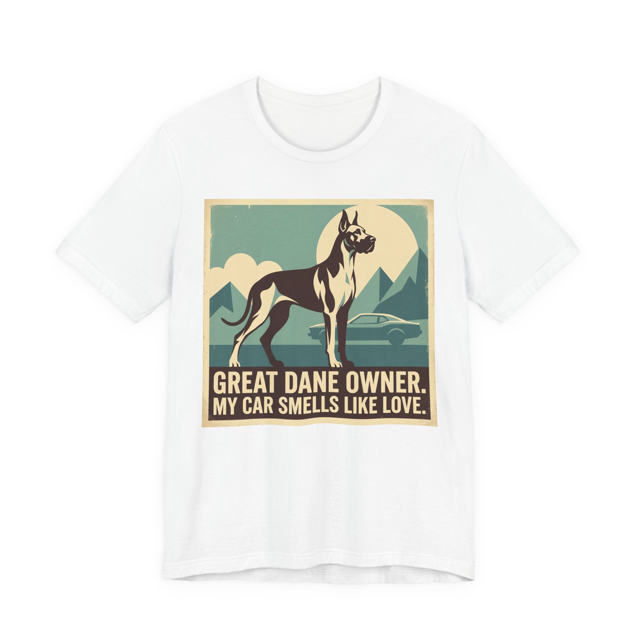 Great Dane Vintage Retro Art T-Shirt | Teal Mountain Silhouette