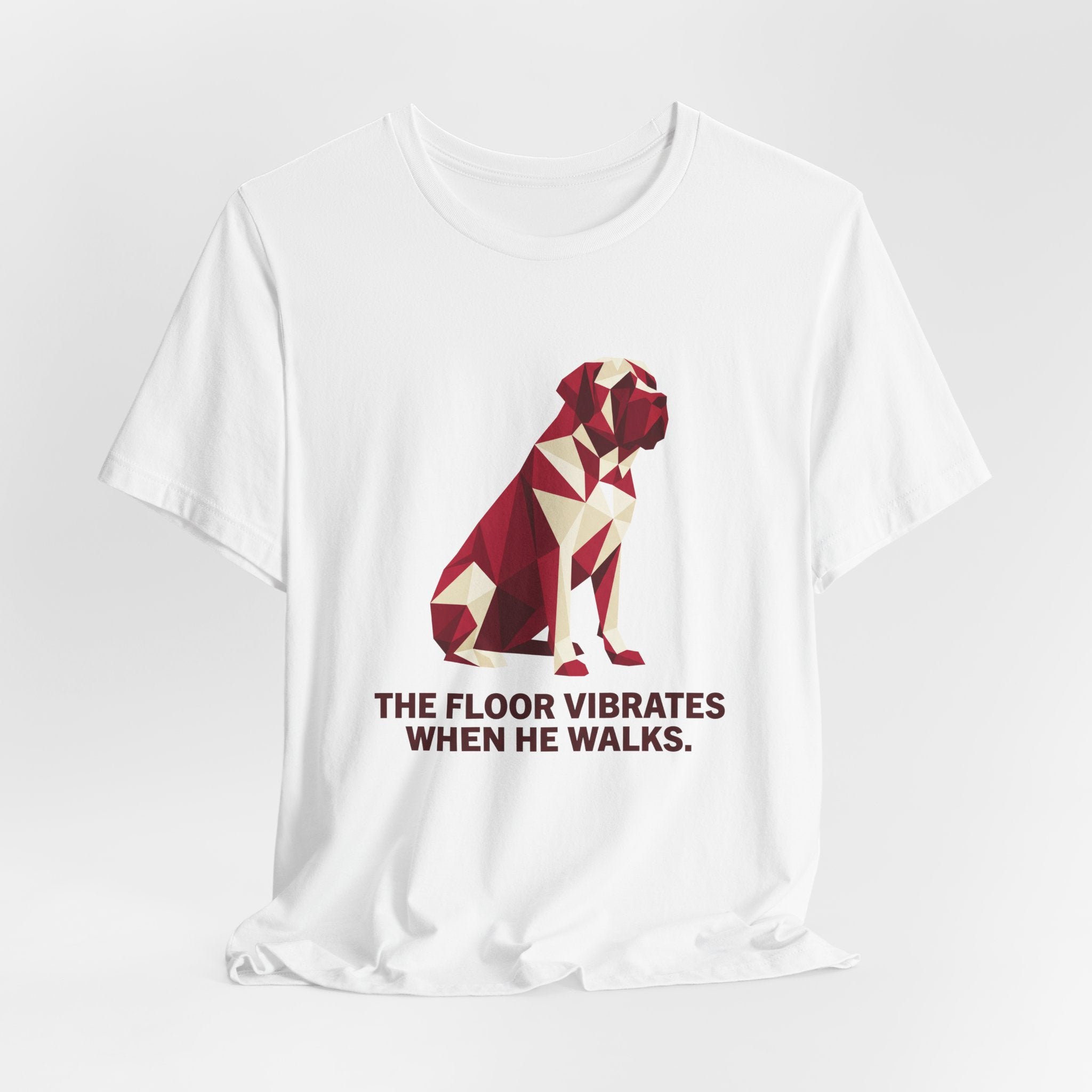 Mastiff Low Poly T-Shirt — Crimson & Cream Geometric Art Print