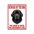 Beware of Newfoundland Sign – Bold Red Border Outdoor Vinyl Decal – side view