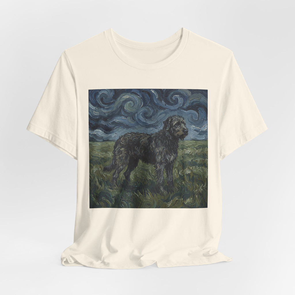 Van Gogh Style Irish Wolfhound T-Shirt — Swirling Storm Field Art Print