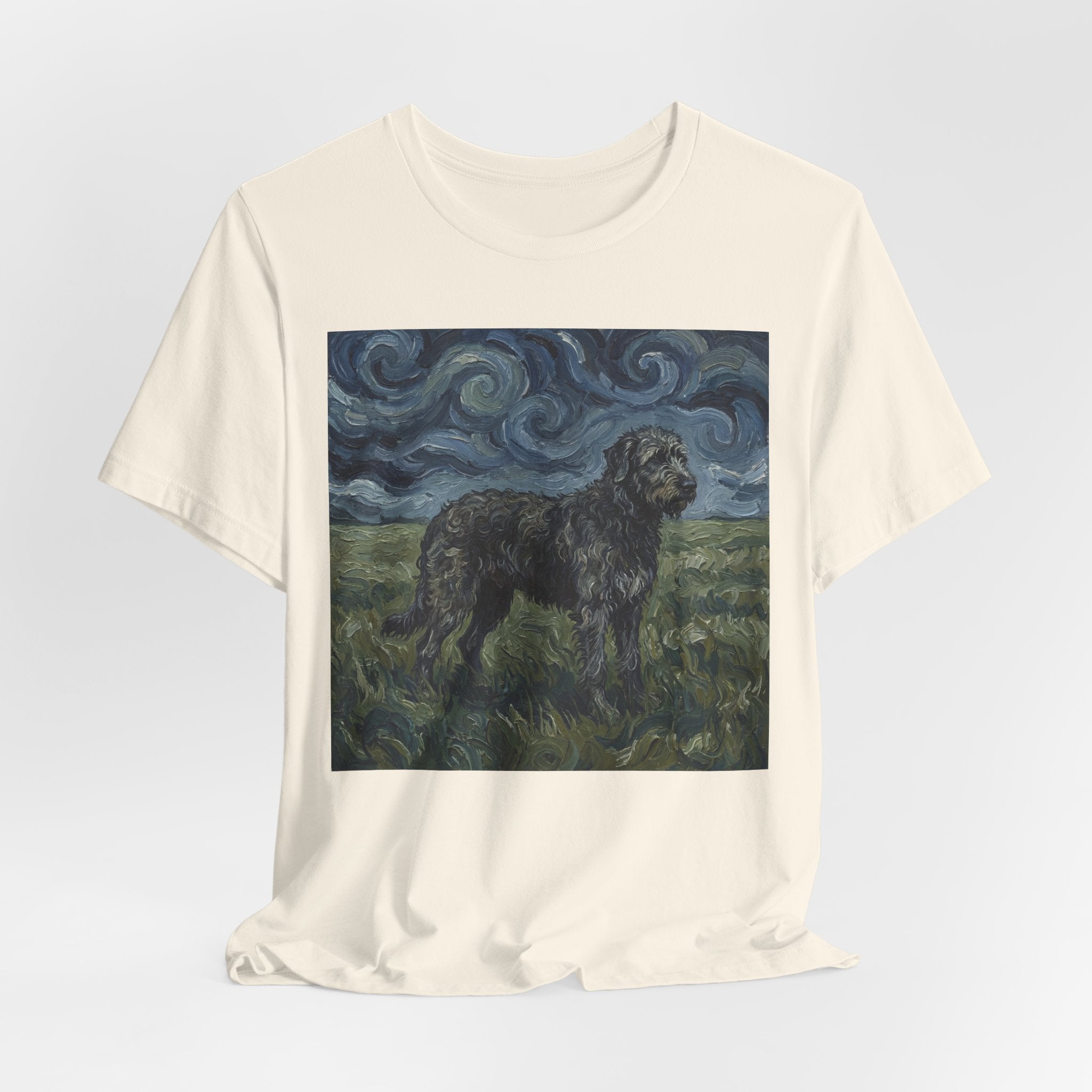 Van Gogh Style Irish Wolfhound T-Shirt — Swirling Storm Field Art Print