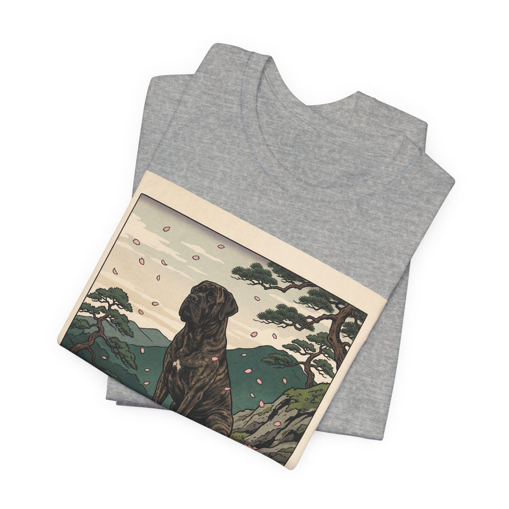 Hiroshige Style Cane Corso T-Shirt — Cherry Blossom Mountain Art Print