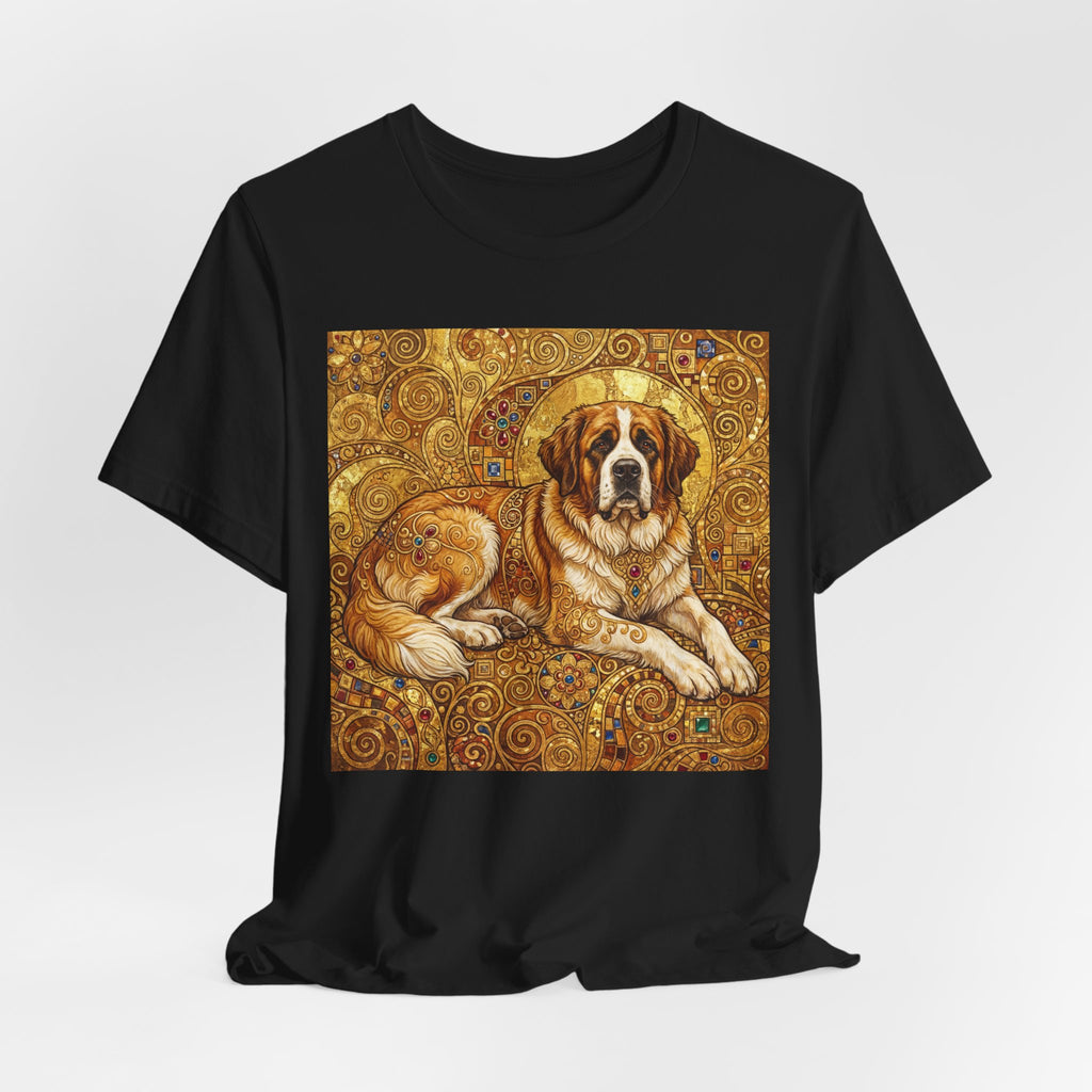 Klimt Style Saint Bernard T-Shirt — Gold Mosaic Art Print