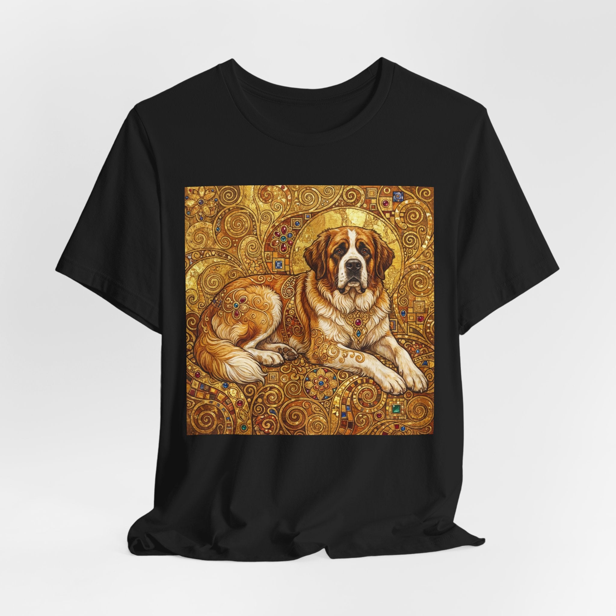 Klimt Style Saint Bernard T-Shirt — Gold Mosaic Art Print