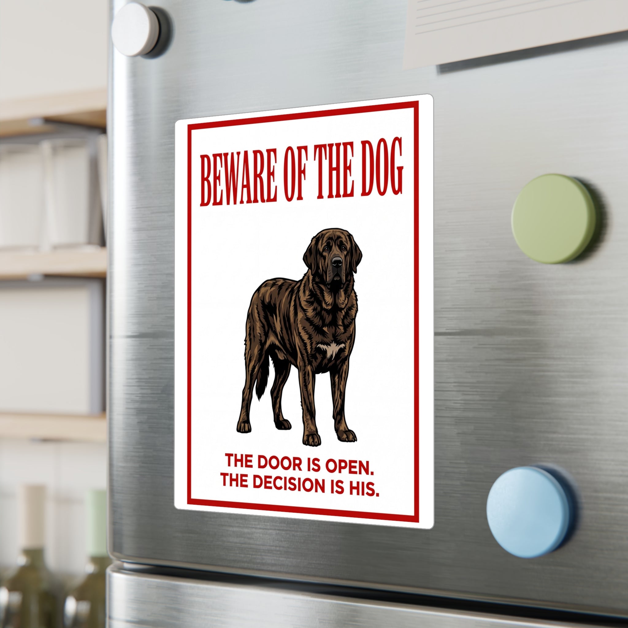 Beware of Mastiff Sign – Bold Red Warning Outdoor Vinyl Decal – lifestyle view