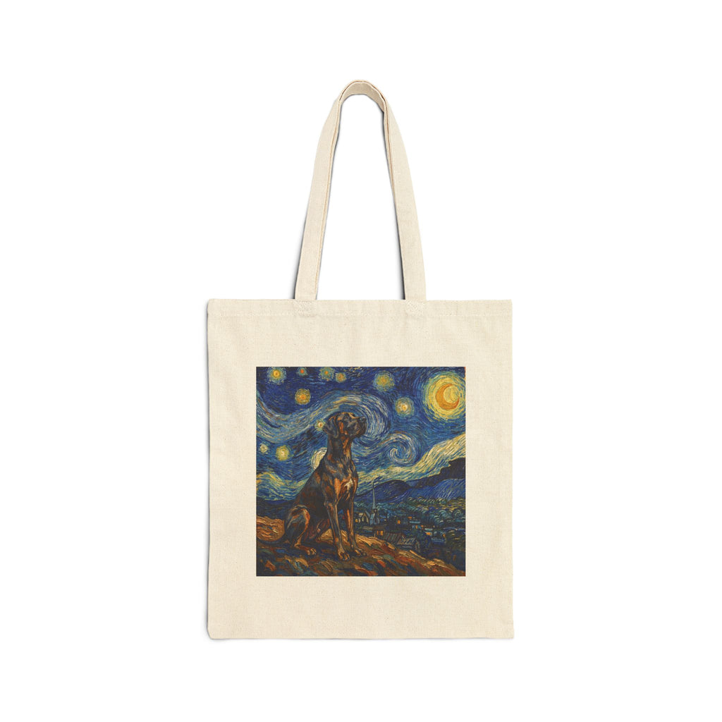 Van Gogh Cane Corso Tote Bag – Starry Night Swirl Art Print – side view