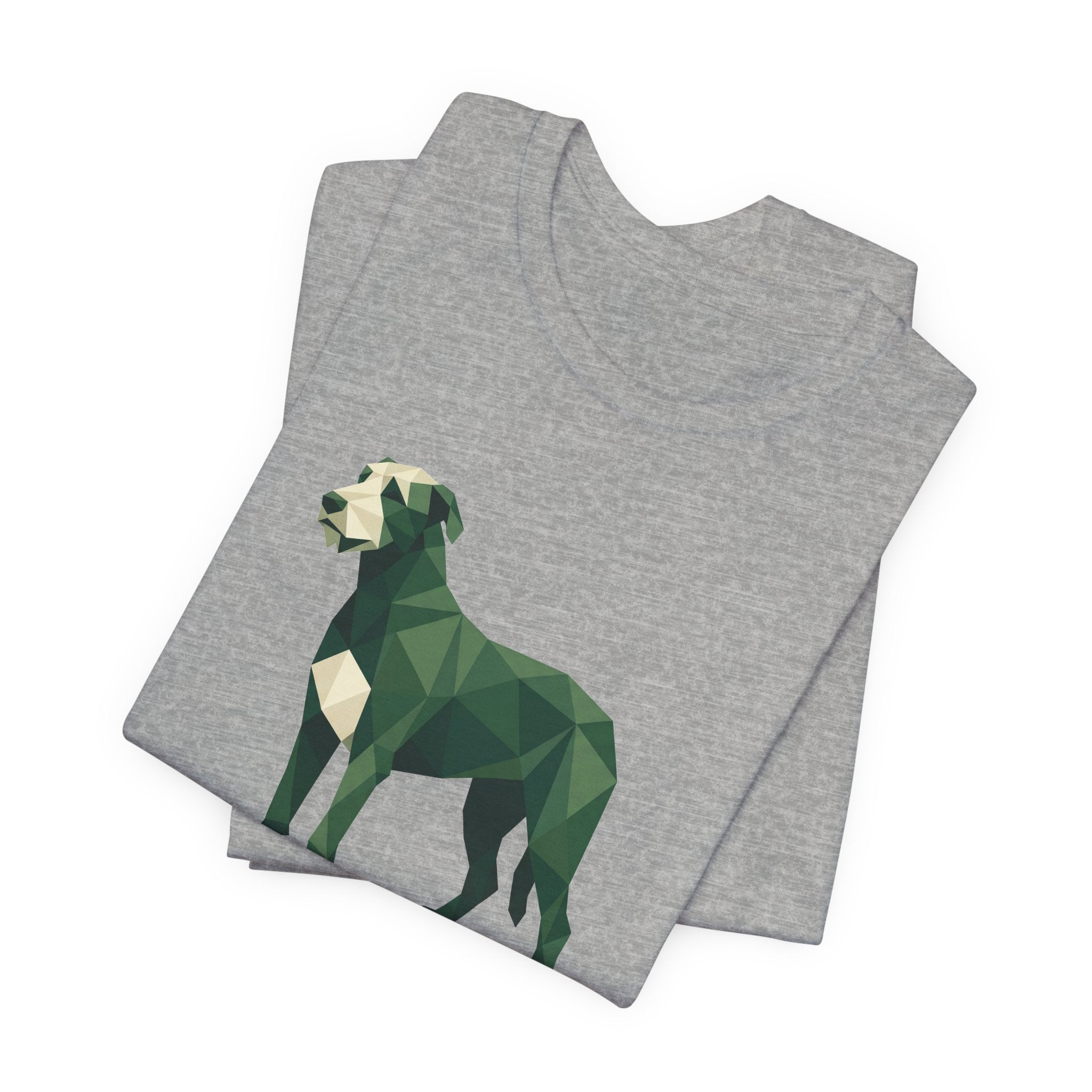 Irish Wolfhound Low Poly T-Shirt — Deep Forest Green Geometric Art Print