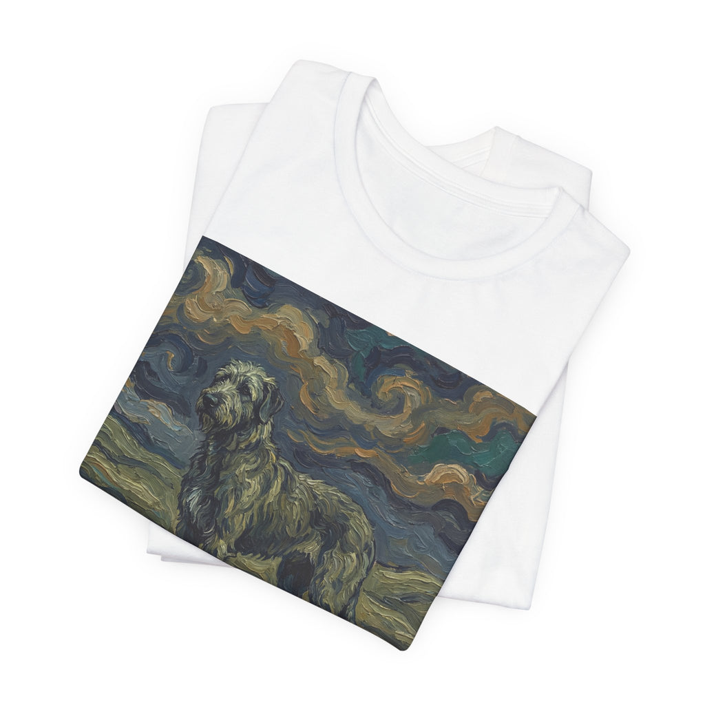 Van Gogh Style Irish Wolfhound T-Shirt — Swirling Storm Sky Art Print