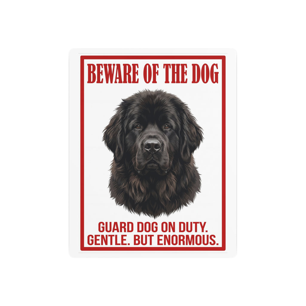 Beware of Newfoundland Metal Sign – Black Portrait Aluminum Wall Sign