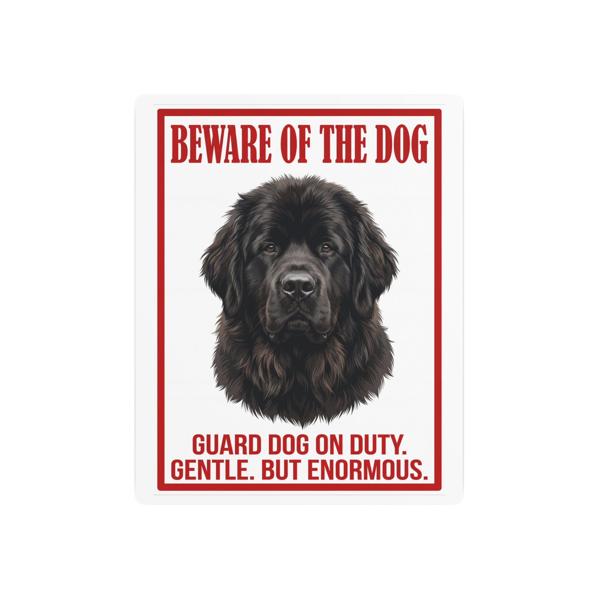 Beware of Newfoundland Metal Sign – Black Portrait Aluminum Wall Sign