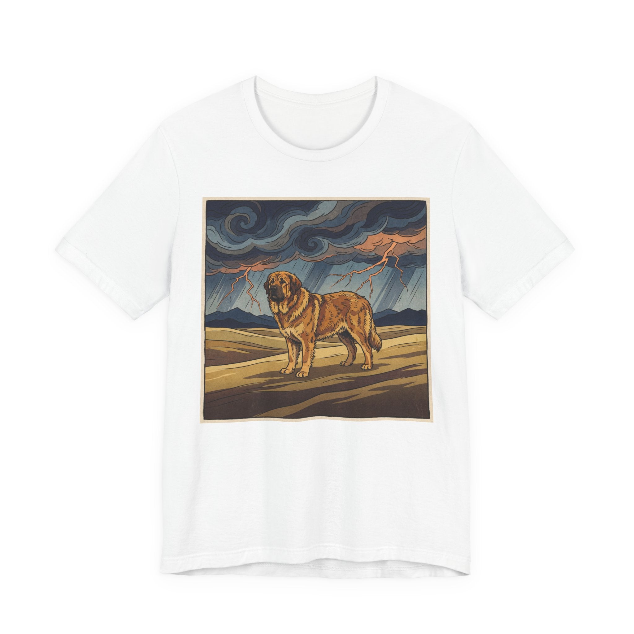 Woodblock Print Mastiff T-Shirt — Storm Lightning Drama Art Print