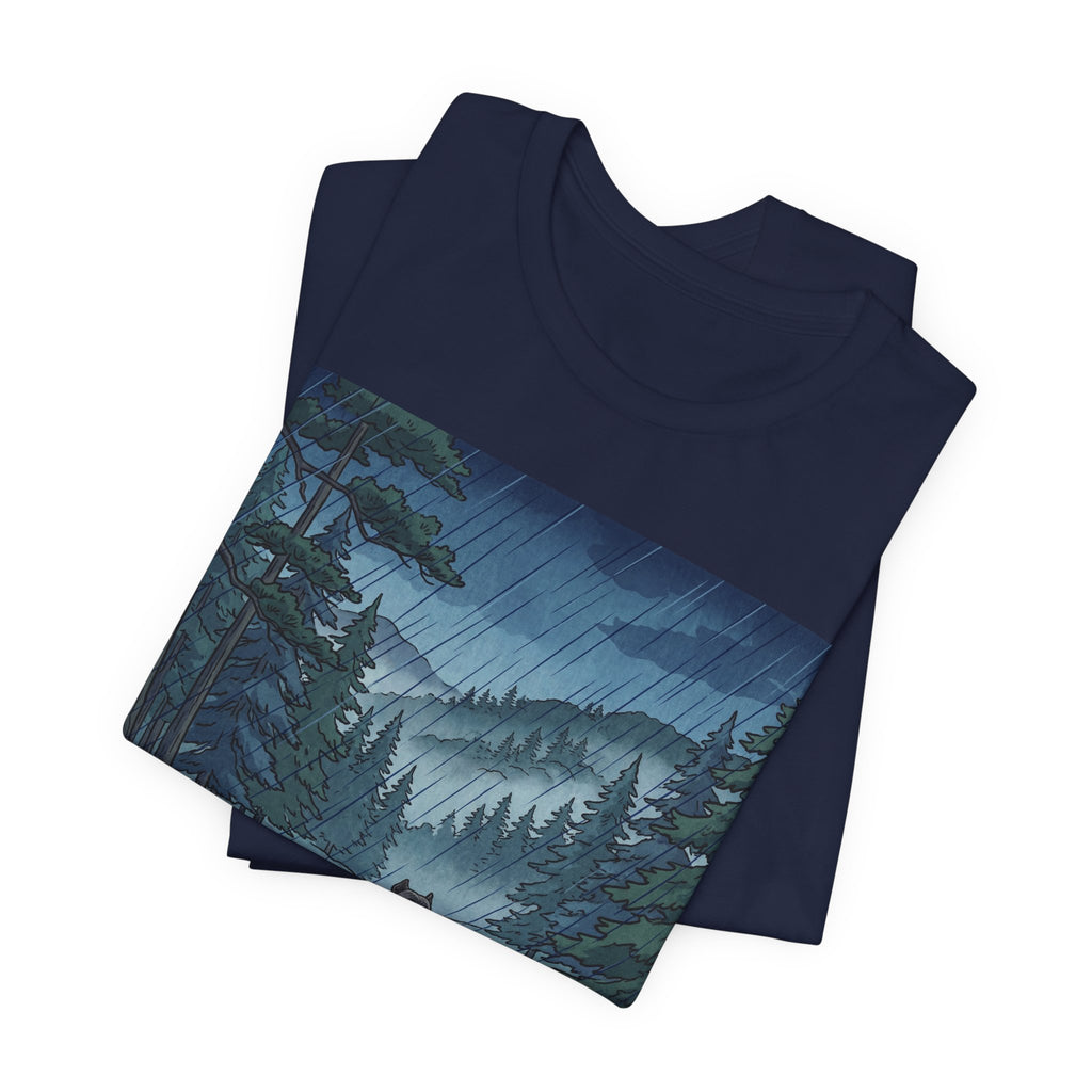 Woodblock Print Cane Corso T-Shirt — Rainy Forest Path Art Print