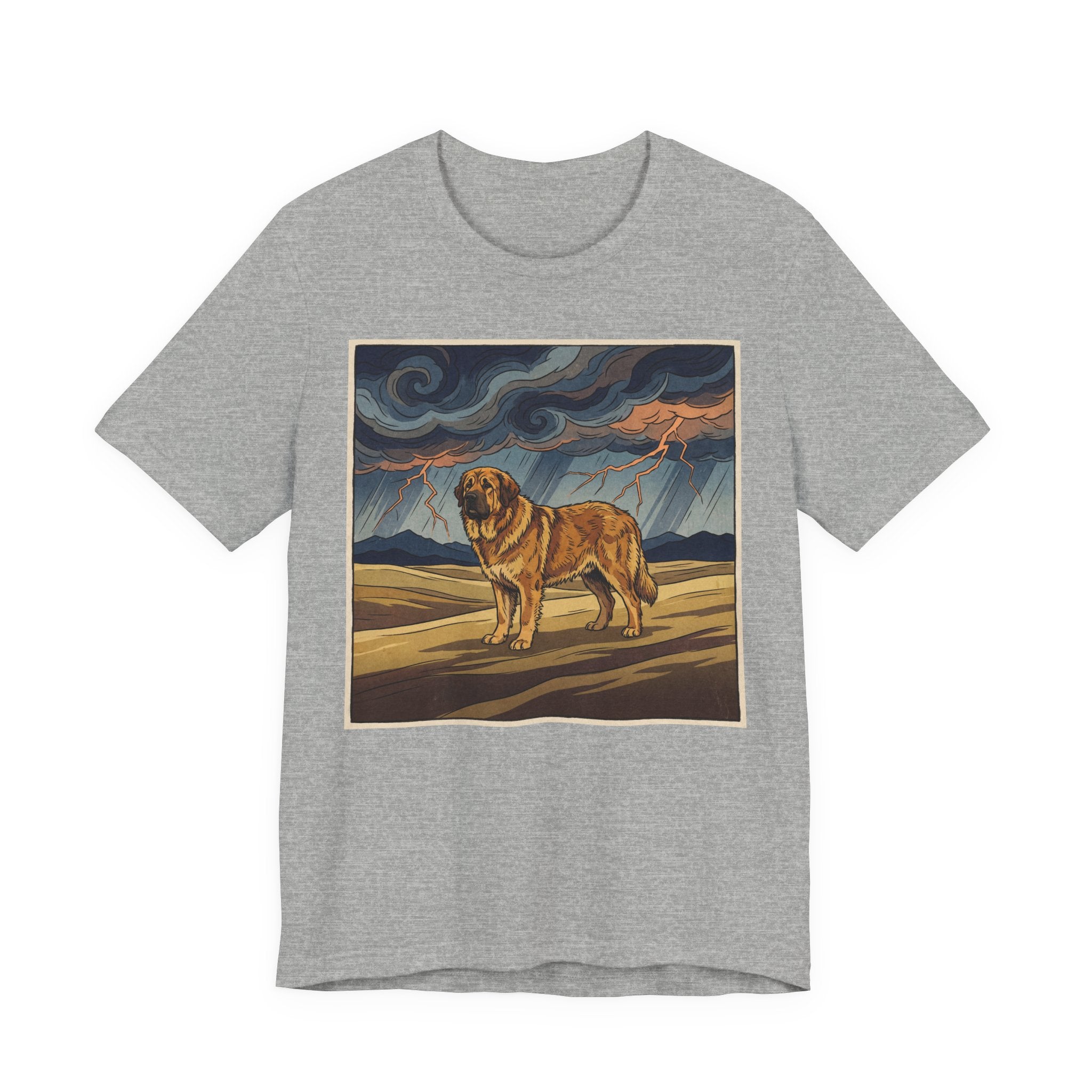 Woodblock Print Mastiff T-Shirt — Storm Lightning Drama Art Print