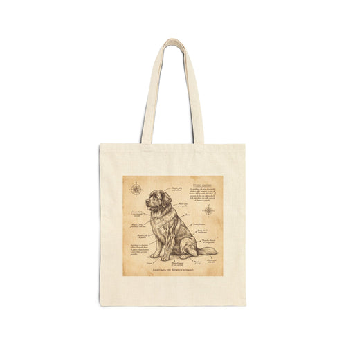 Anatomical Newfoundland Tote Bag – Da Vinci Sketch Art Print – side view