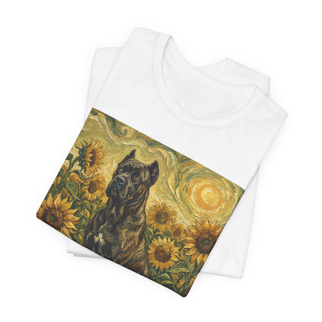 Van Gogh Style Cane Corso T-Shirt — Sunflower Field Art Print