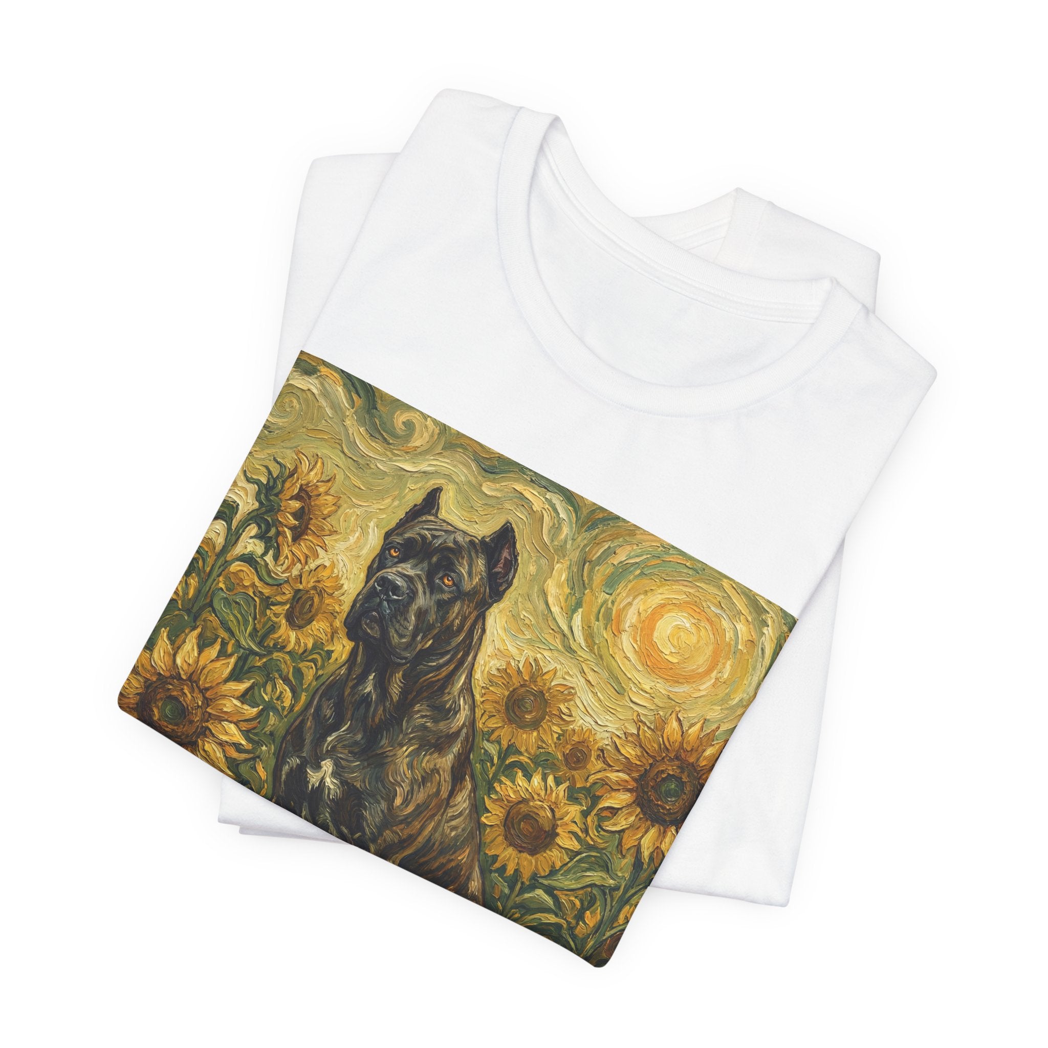 Van Gogh Style Cane Corso T-Shirt — Sunflower Field Art Print
