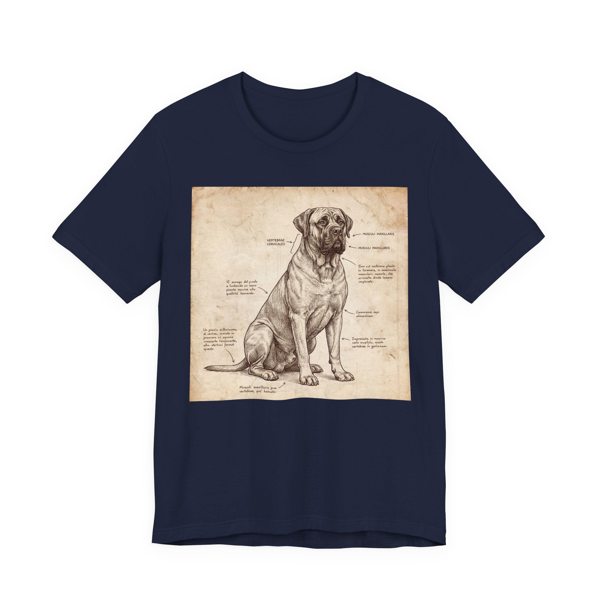Da Vinci Style Mastiff T-Shirt — Anatomical Parchment Art Print