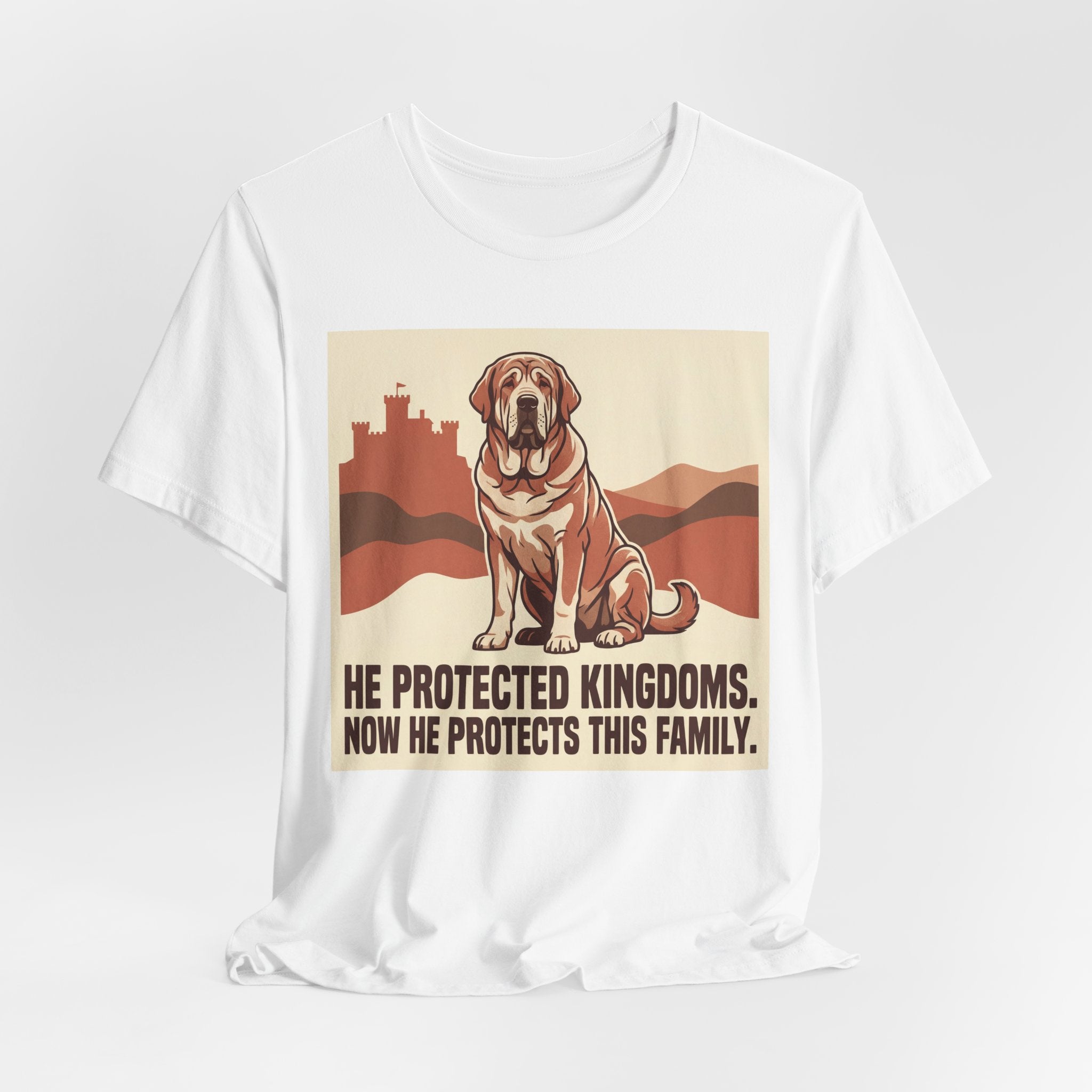 Spanish Mastiff Vintage Retro Art T-Shirt | Warm Castle Silhouette