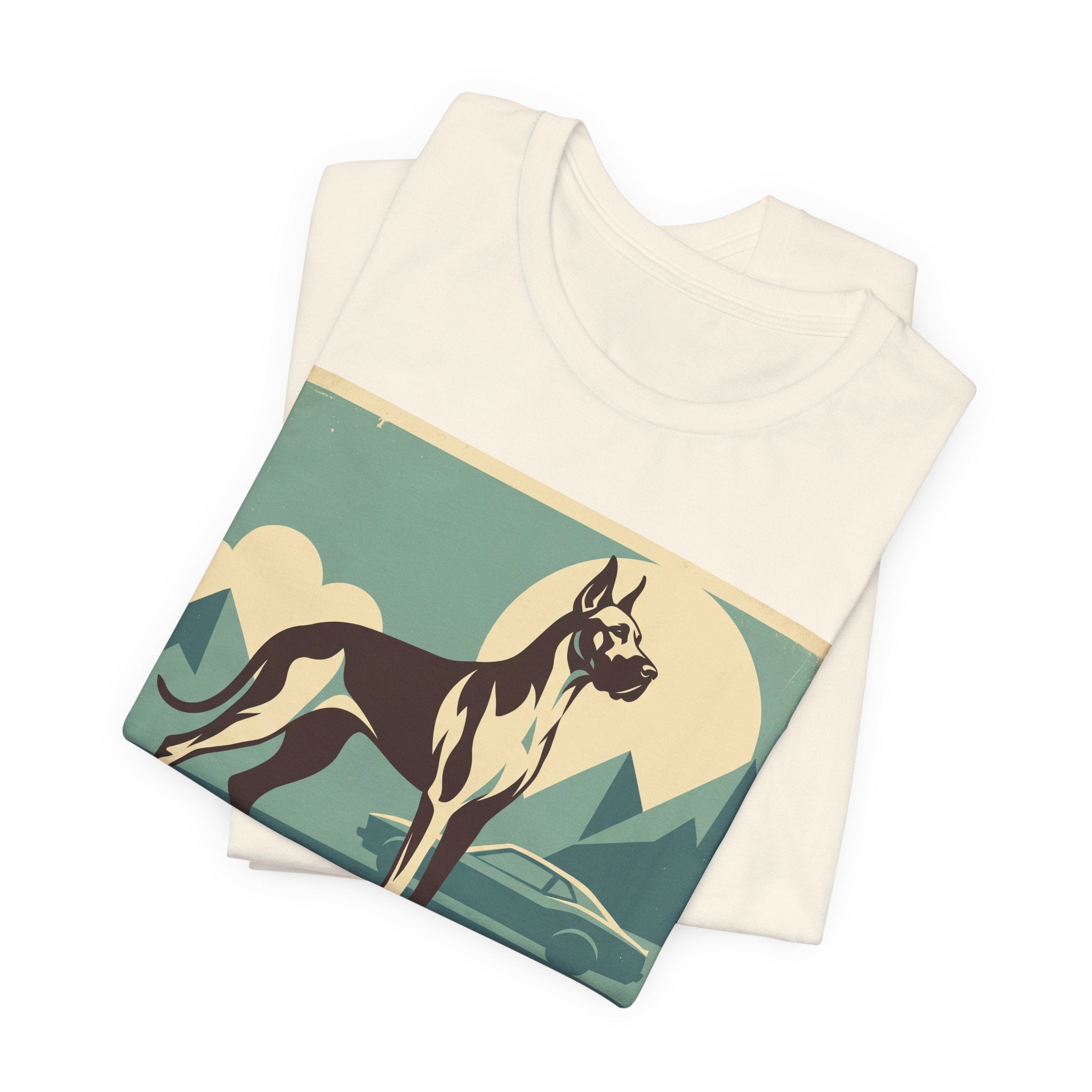 Great Dane Vintage Retro Art T-Shirt | Teal Mountain Silhouette