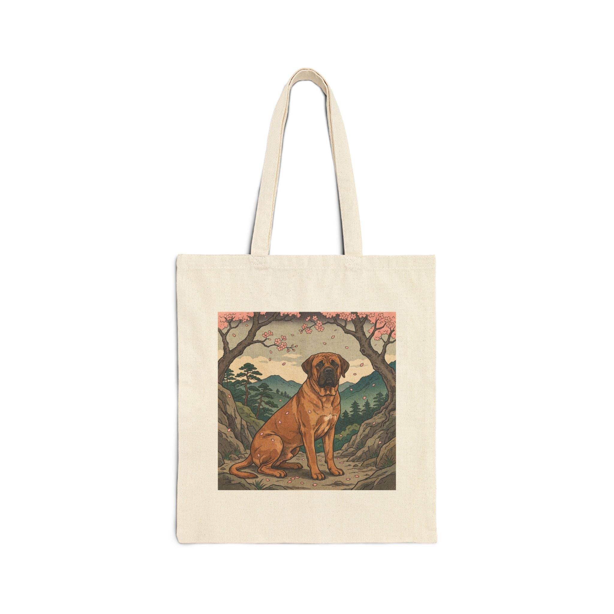 Hiroshige Mastiff Tote Bag – Cherry Blossom Woodblock Art Print – side view