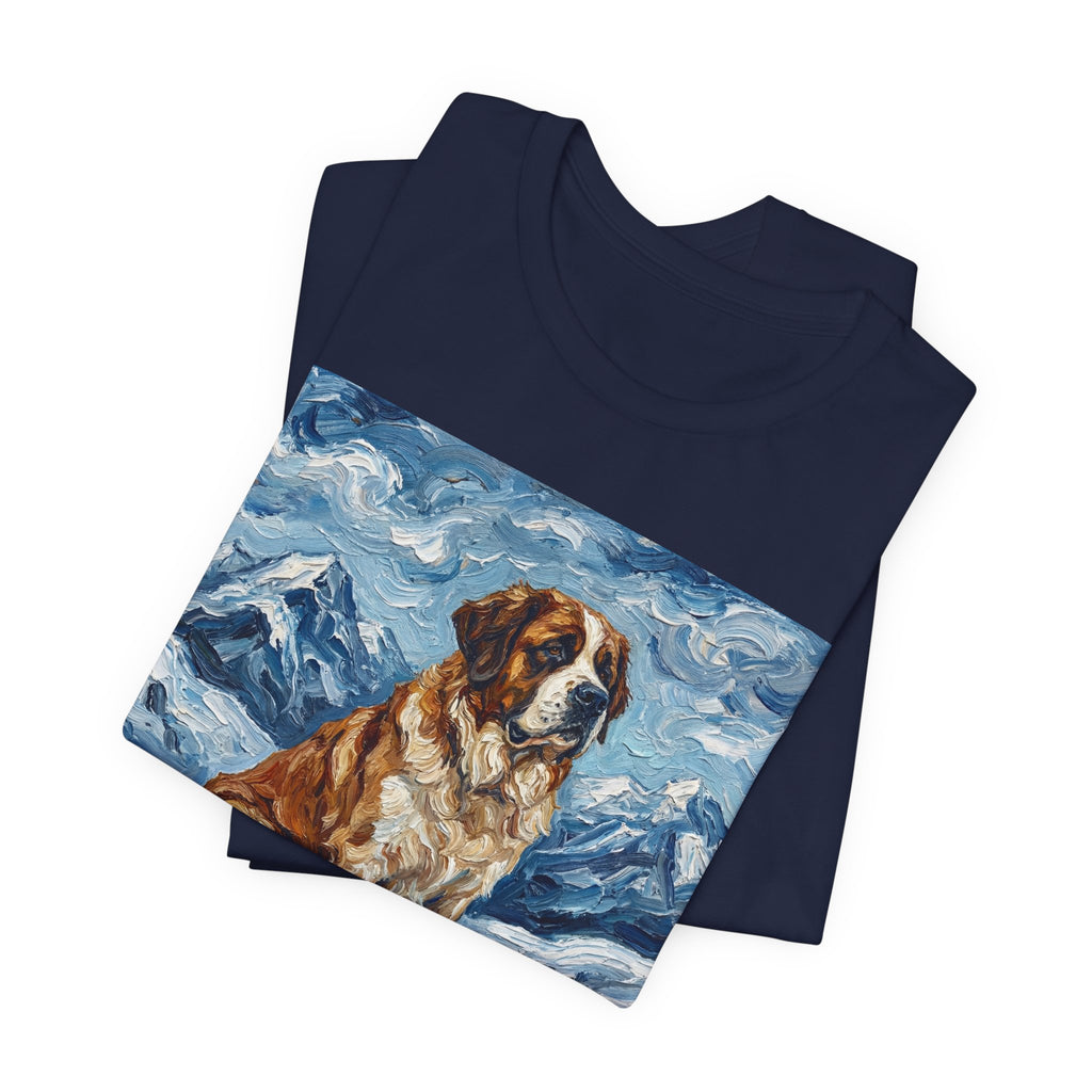 Van Gogh Style Saint Bernard T-Shirt — Alpine Snow Art Print