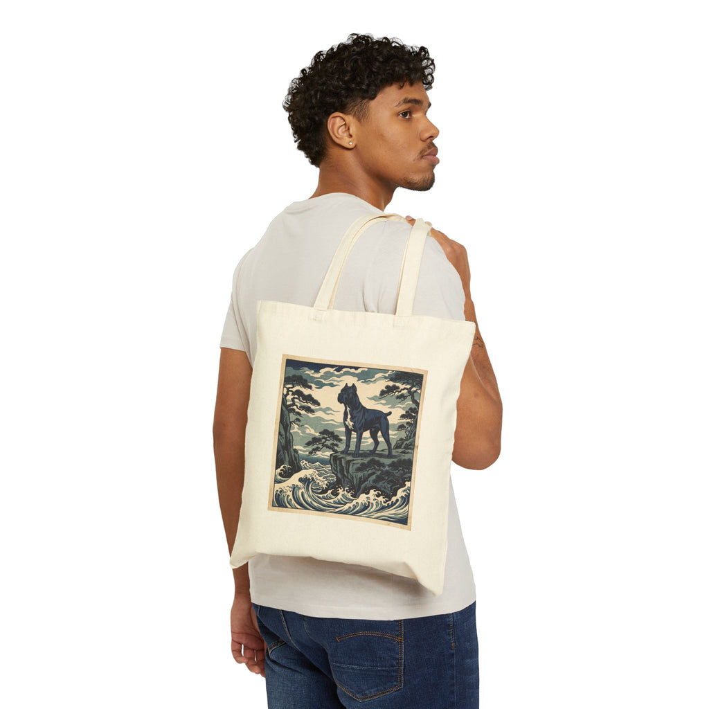 Hokusai Style Cane Corso Tote Bag – Crashing Wave Woodblock Art Print – lifestyle view