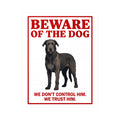 Beware of Irish Wolfhound Sign – Red Block Letter Outdoor Vinyl Decal – side view