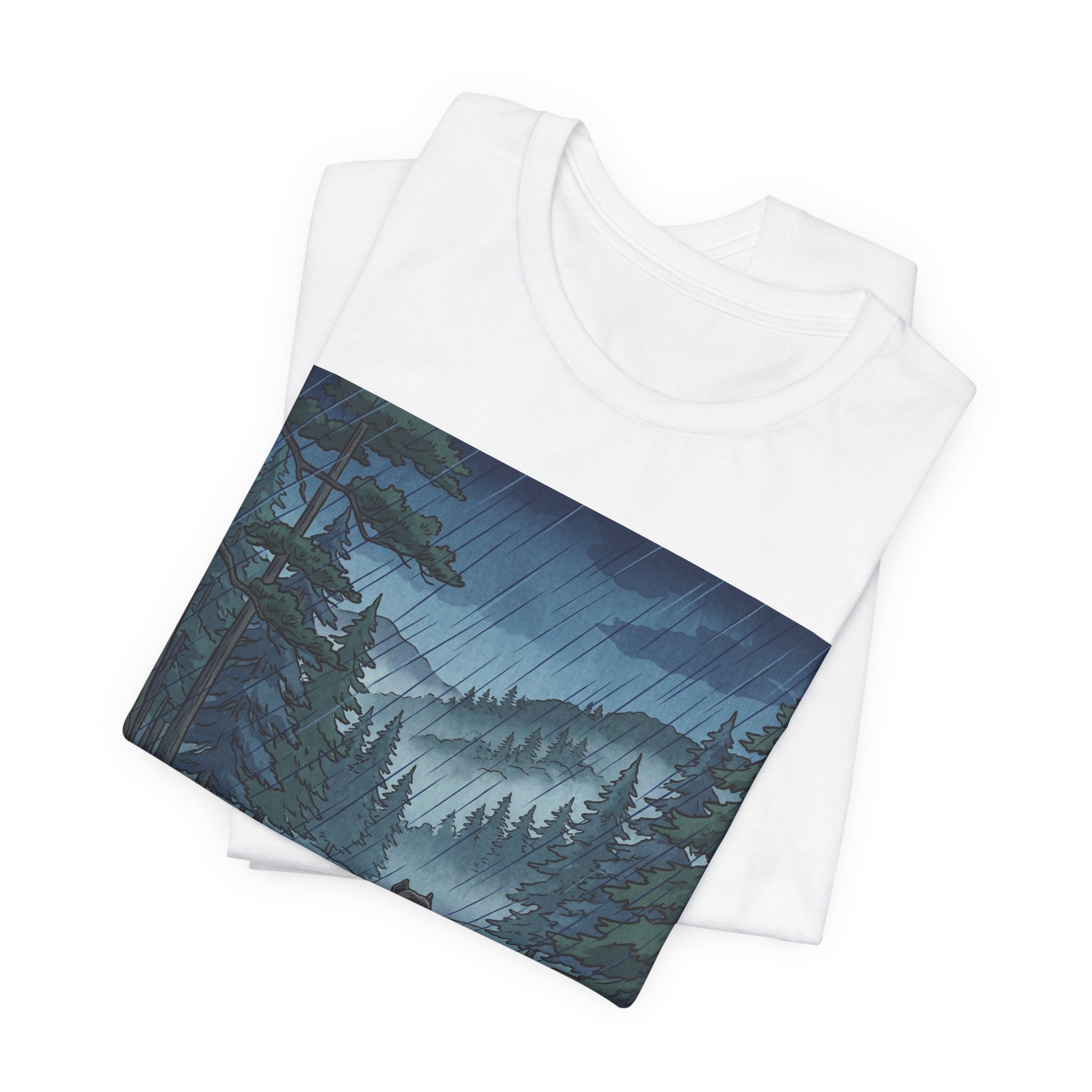Woodblock Print Cane Corso T-Shirt — Rainy Forest Path Art Print