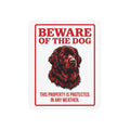 Beware of Newfoundland Metal Sign – Red Portrait Aluminum Wall Sign