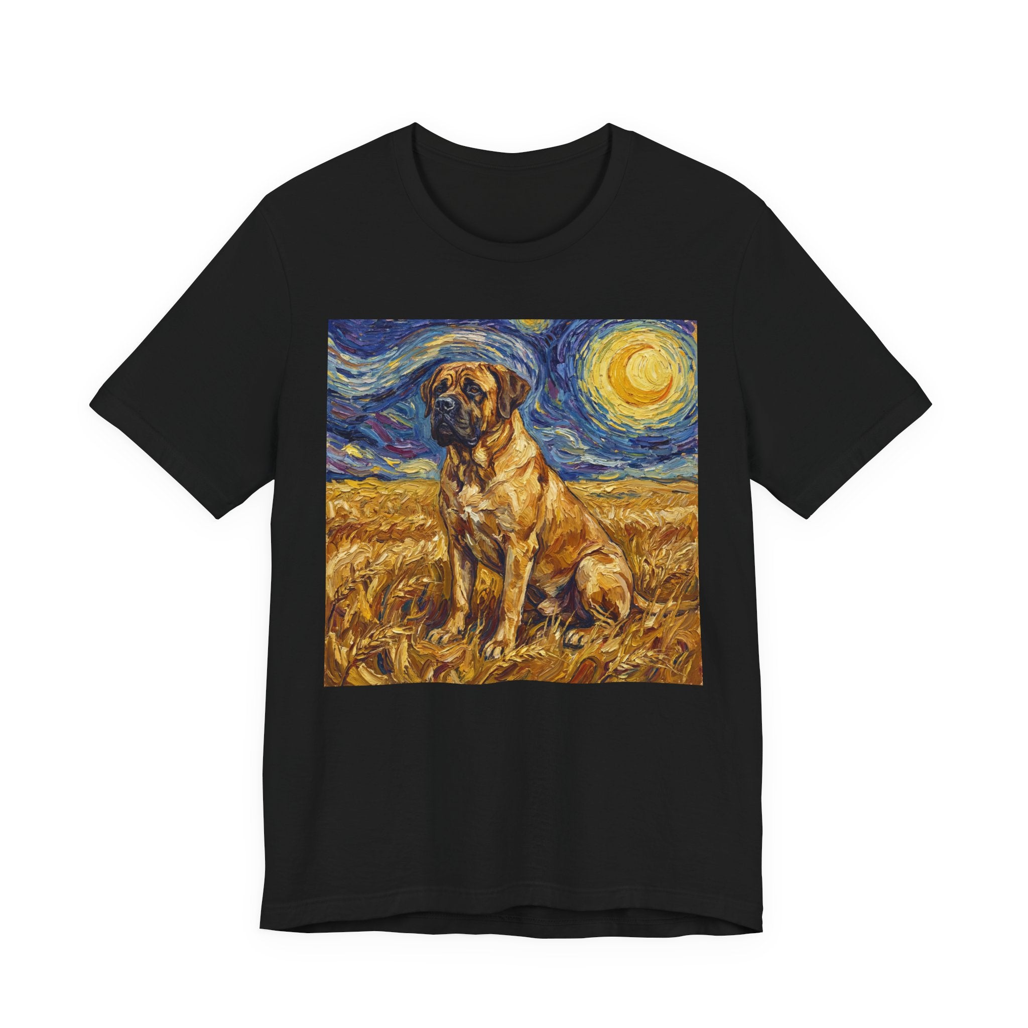 Van Gogh Style Mastiff T-Shirt — Starry Night Wheat Field Art Print