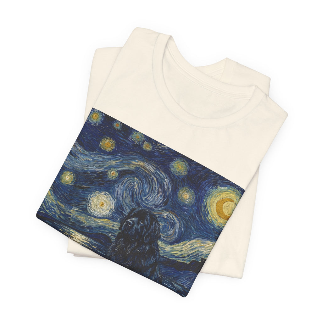 Van Gogh Style Newfoundland T-Shirt — Moonlit Seascape Art Print