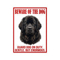 Beware of Newfoundland Sign – Bold Red Warning Outdoor Vinyl Decal – side view
