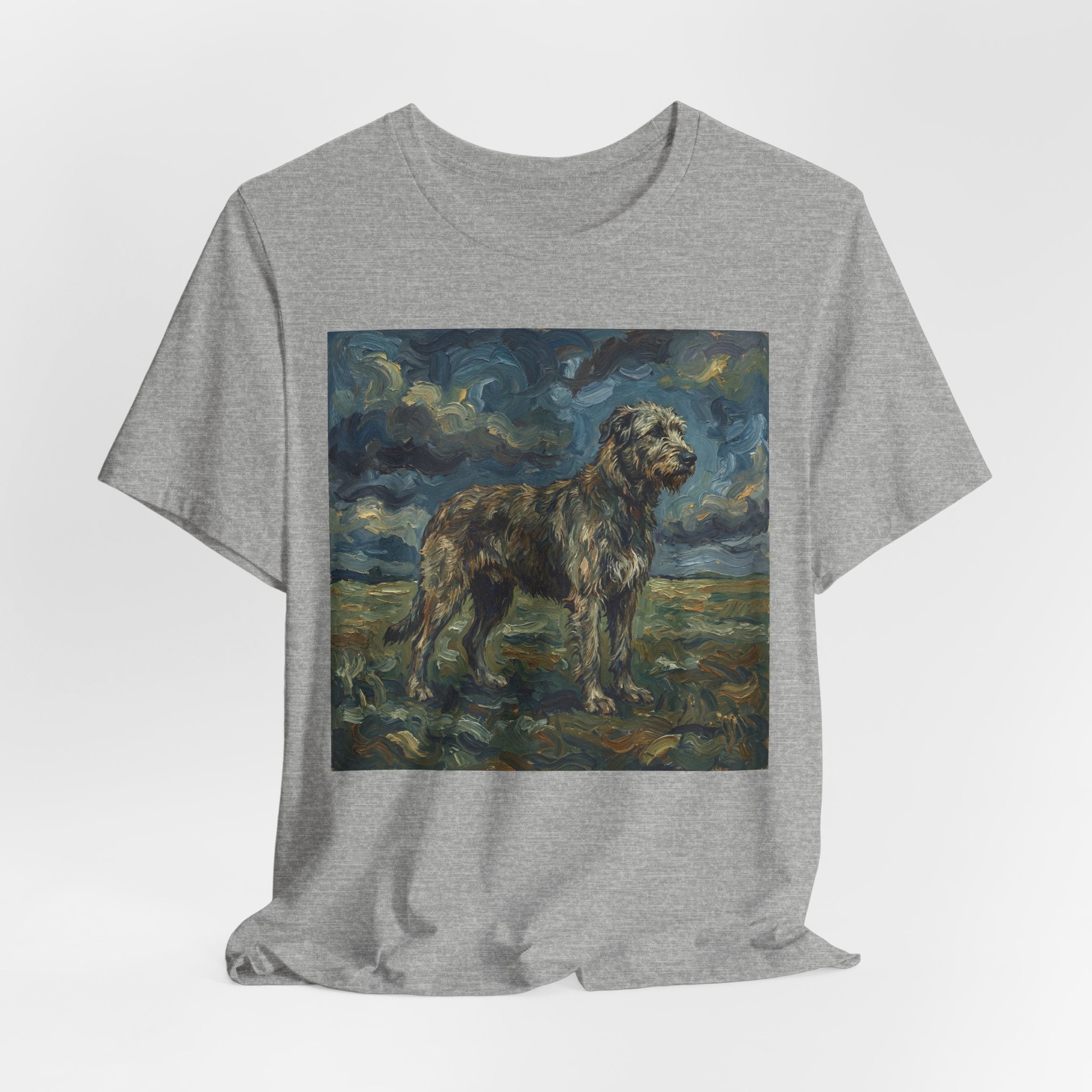 Van Gogh Style Irish Wolfhound T-Shirt — Stormy Moorland Art Print