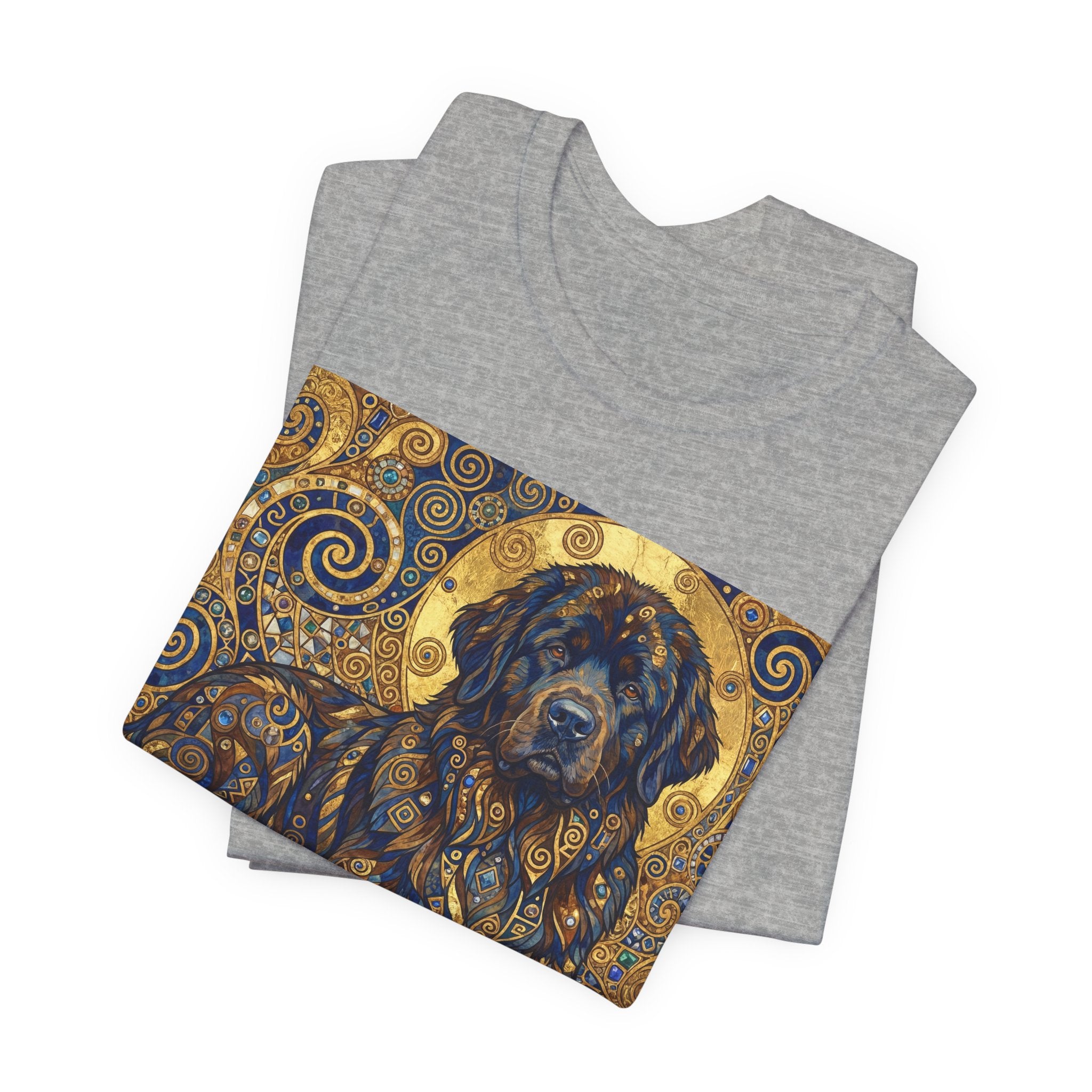Klimt Style Newfoundland T-Shirt — Gold Spiral Art Print
