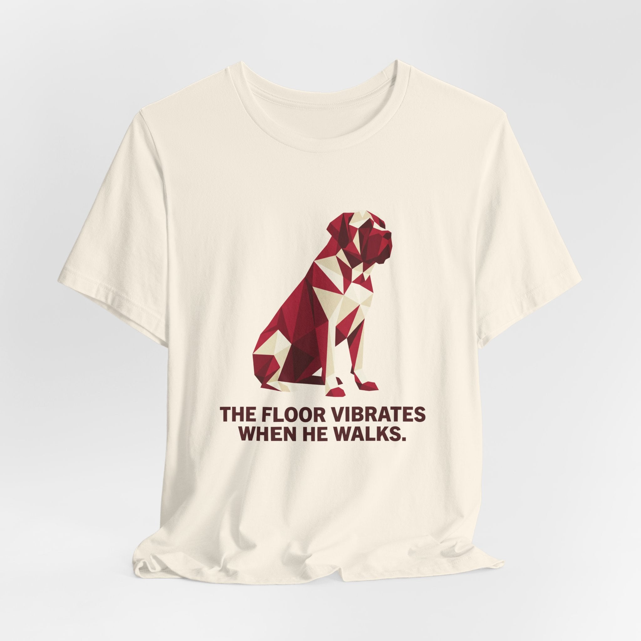 Mastiff Low Poly T-Shirt — Crimson & Cream Geometric Art Print
